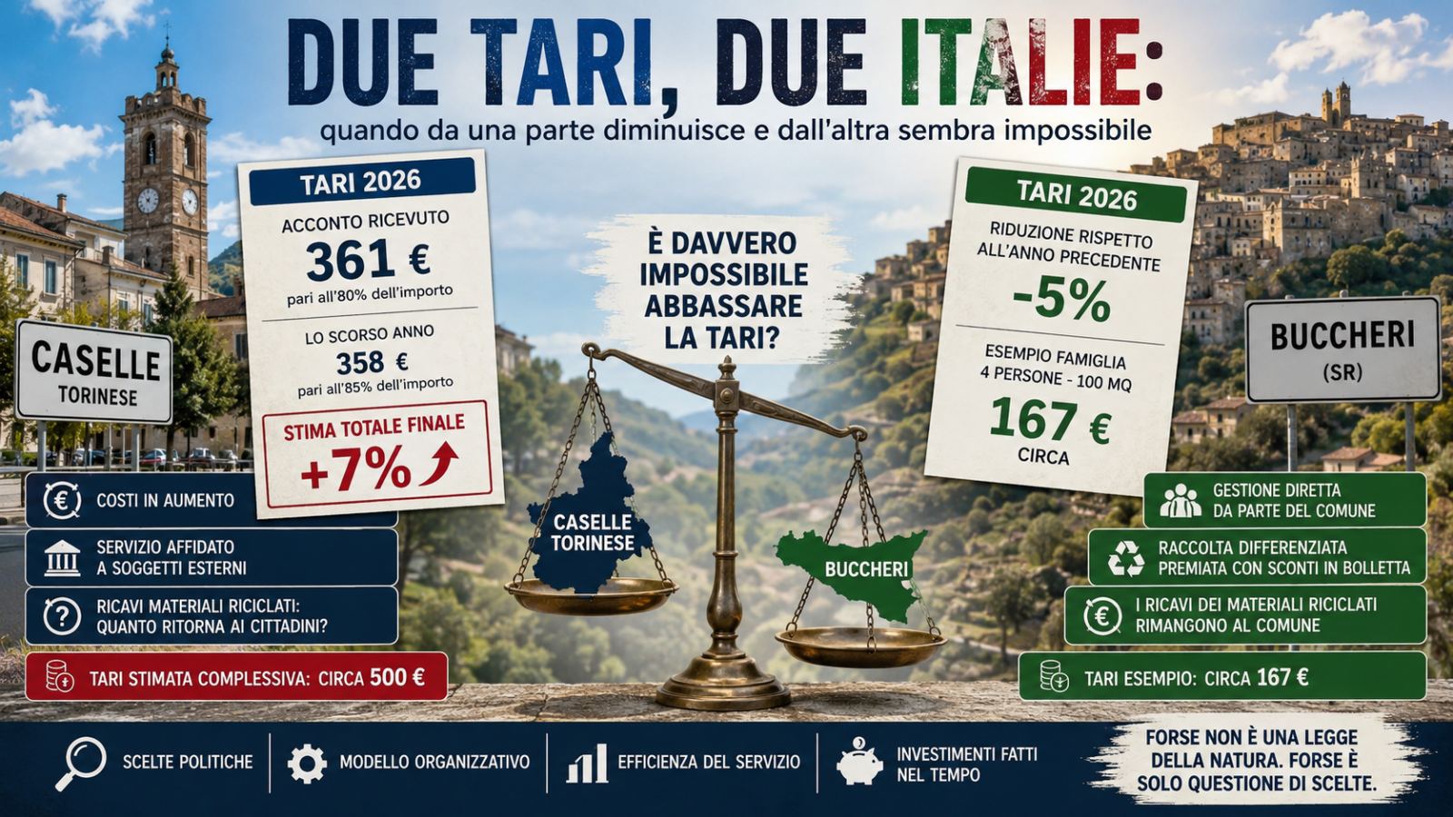 Due TARI, due Italie: quando da una parte diminuisce e dall'altra sembra impossibile