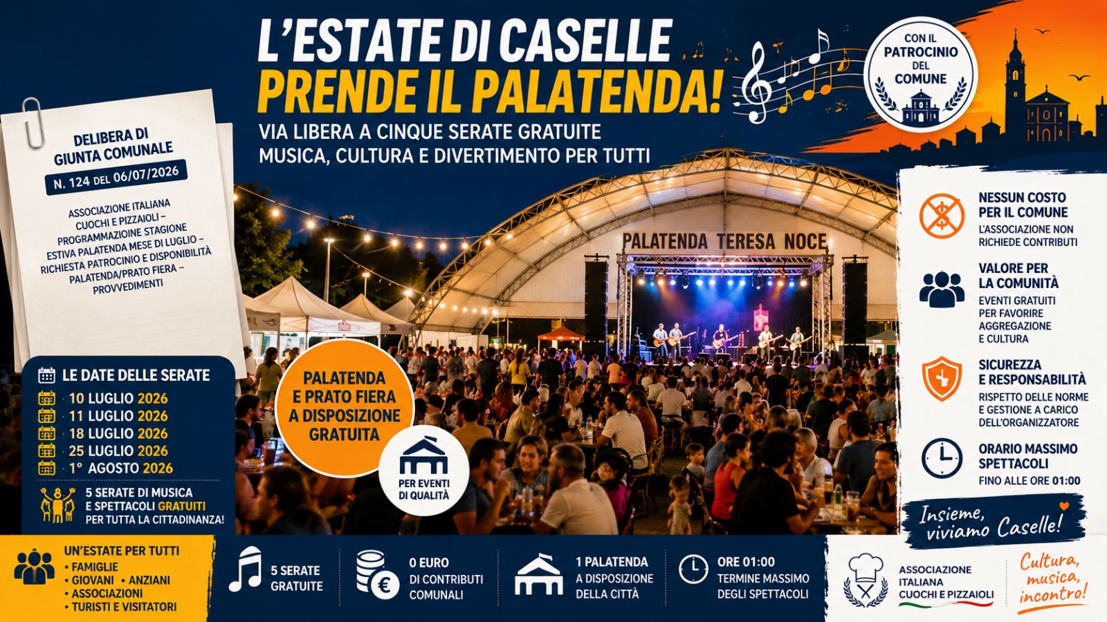 Settimana 28 – Via libera all'estate del Palatenda: cinque serate gratuite per Caselle