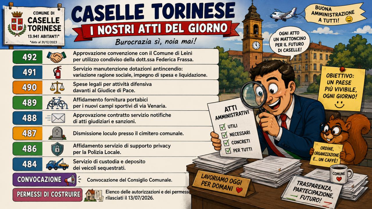 Caselle Torinese: tra portabici, Consiglio Comunale e auto sequestrate, ecco gli atti del 14 Luglio