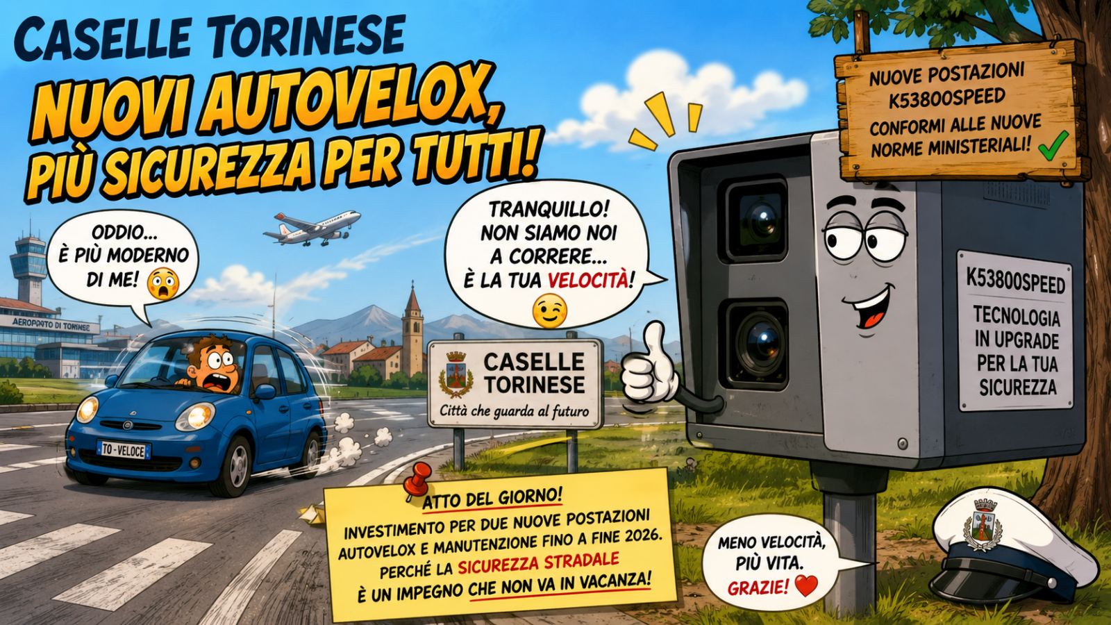 23 Luglio  Mense, autovelox e nuove telecamere: la giornata degli atti del Comune di Caselle