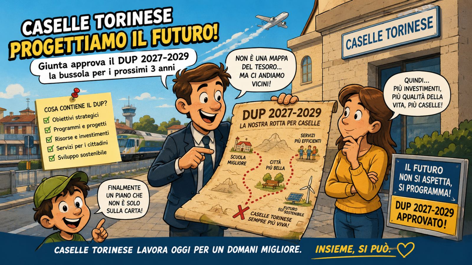 31 Luglio a Caselle Torinese il futuro passa dal DUP, con mappa e bussola