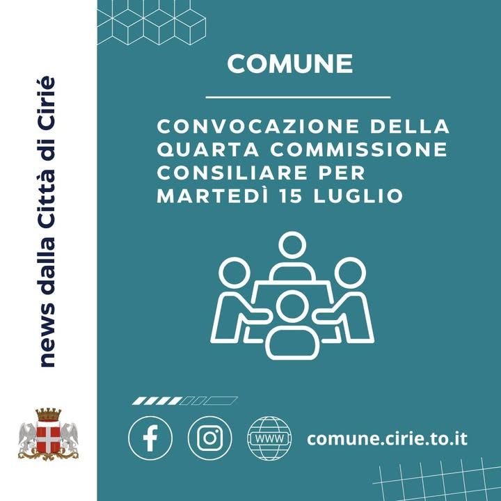 📣 La Quarta Commissione Consiliare è convocata per mercoledì 15 luglio alle ore…