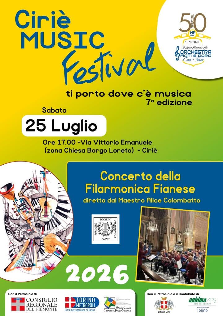 🎶 𝐂𝐢𝐫𝐢𝐞̀ 𝐌𝐮𝐬𝐢𝐜 𝐅𝐞𝐬𝐭𝐢𝐯𝐚𝐥 – 7ª Edizione Un nuovo appuntamento del Ciriè Music…