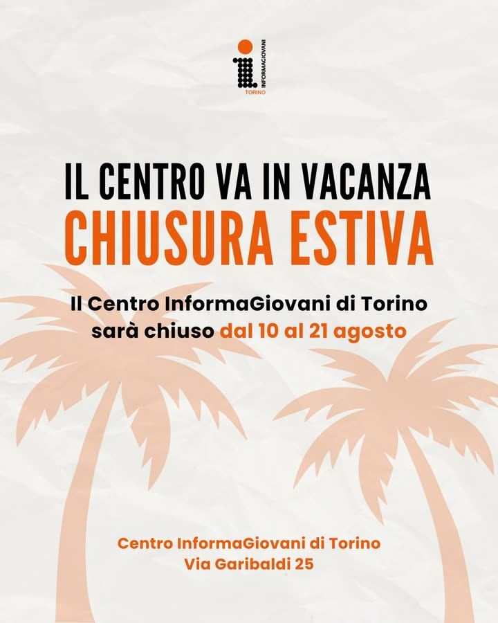 ☀️Anche noi andiamo in modalità estate! 📅 Il Centro InformaGiovani sarà chiuso…