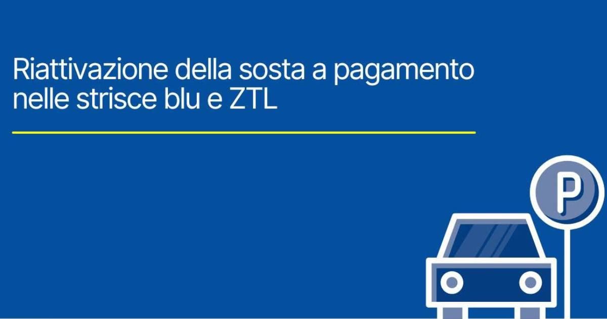 🚗 Da domani, lunedì 24 agosto, torna il pagamento della sosta nelle zone delimitate dalle strisce blu