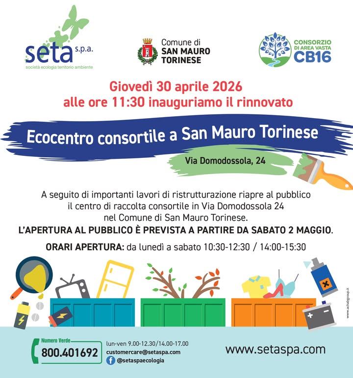 📢 Riapre l'Ecocentro consortile a San Mauro! Giovedì 30 aprile 2026 alle ore…