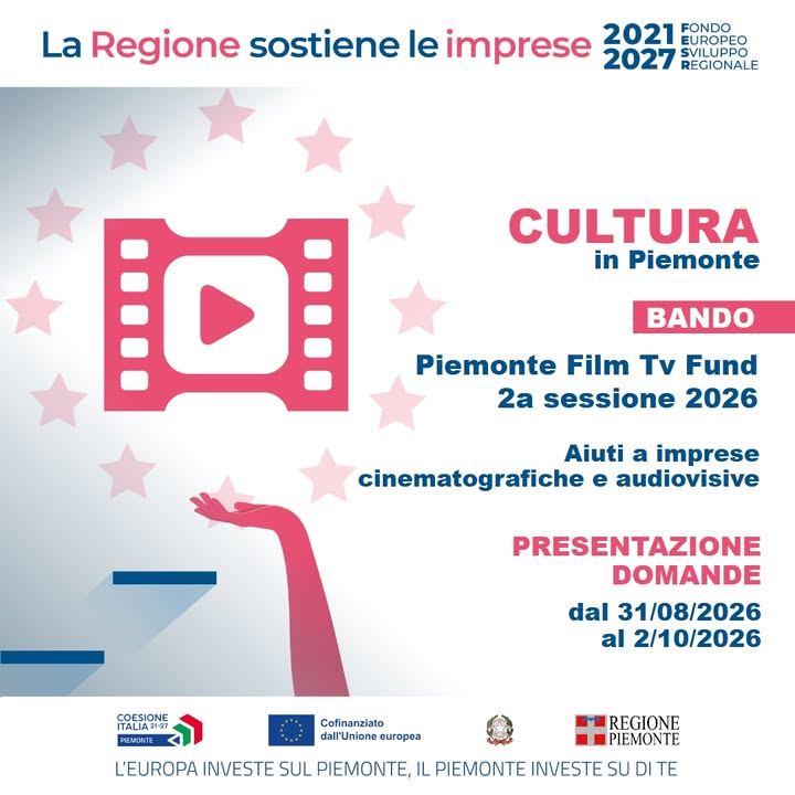 🎥 È aperta la seconda sessione del bando "Piemonte Film Tv Fund 2026"
