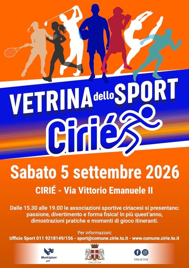 🏊‍♂️ ⛹️‍♀️ 🏋️ 🚴 Vetrina dello Sport 2026: sabato 5 settembre Cirié si mette in…