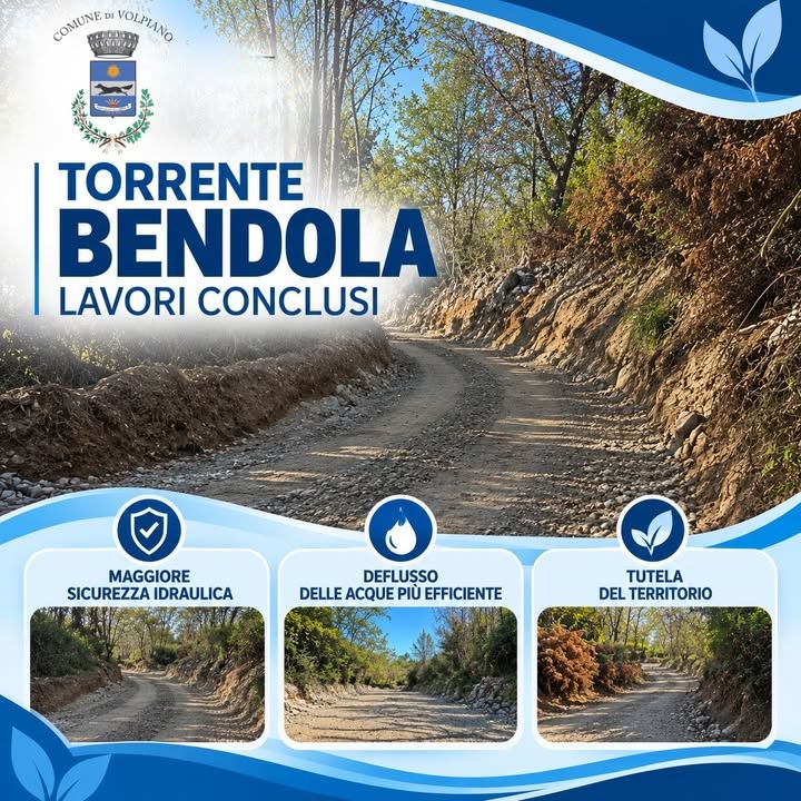 💧 VOLPIANO: CONCLUSI I LAVORI SUL TORRENTE BENDOLA