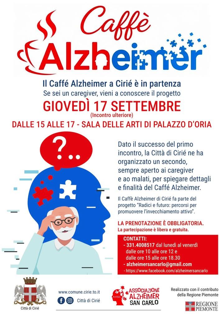 🔴 𝐂𝐚𝐟𝐟𝐞́ 𝐀𝐥𝐳𝐡𝐞𝐢𝐦𝐞𝐫: 𝐧𝐮𝐨𝐯𝐨 𝐢𝐧𝐜𝐨𝐧𝐭𝐫𝐨 𝐜𝐨𝐧𝐨𝐬𝐜𝐢𝐭𝐢𝐯𝐨 𝐠𝐢𝐨𝐯𝐞𝐝𝐢̀ 𝟏𝟕 𝐬𝐞𝐭𝐭𝐫𝐞𝐦𝐛𝐫𝐞 Dato il…