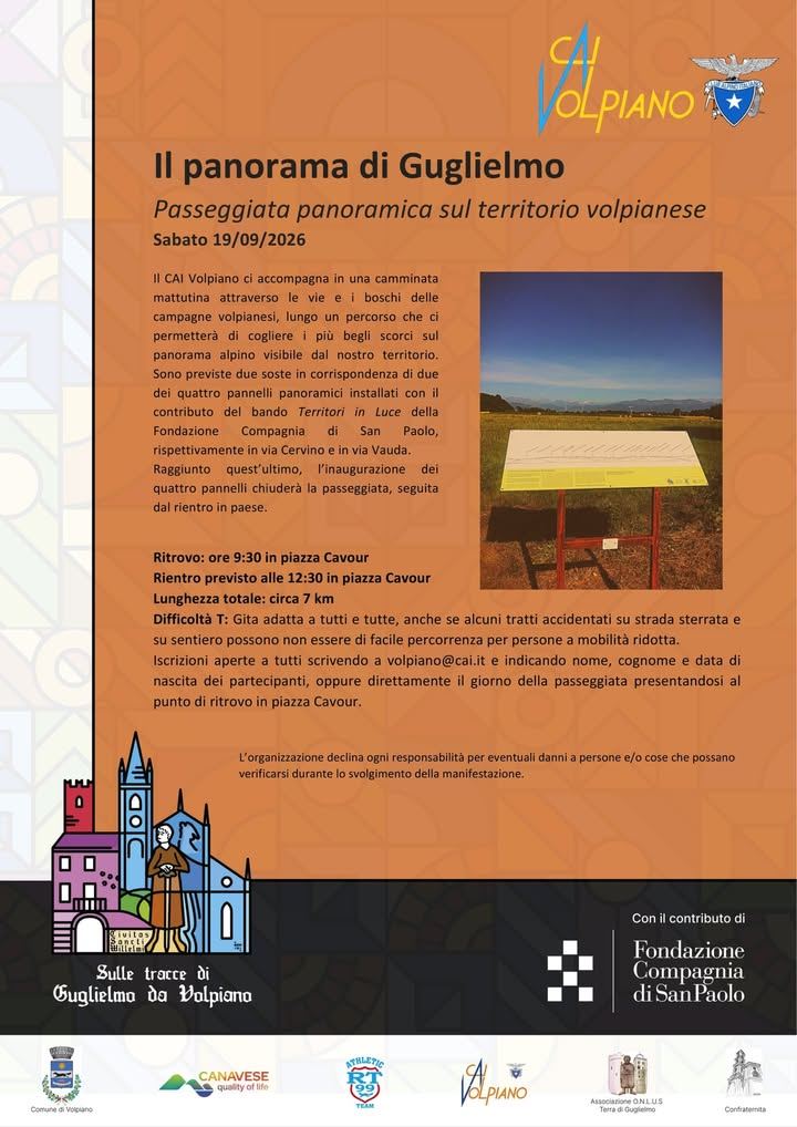 🥾 IL PANORAMA DI GUGLIELMO: PASSEGGIATA ALLA SCOPERTA DI VOLPIANO