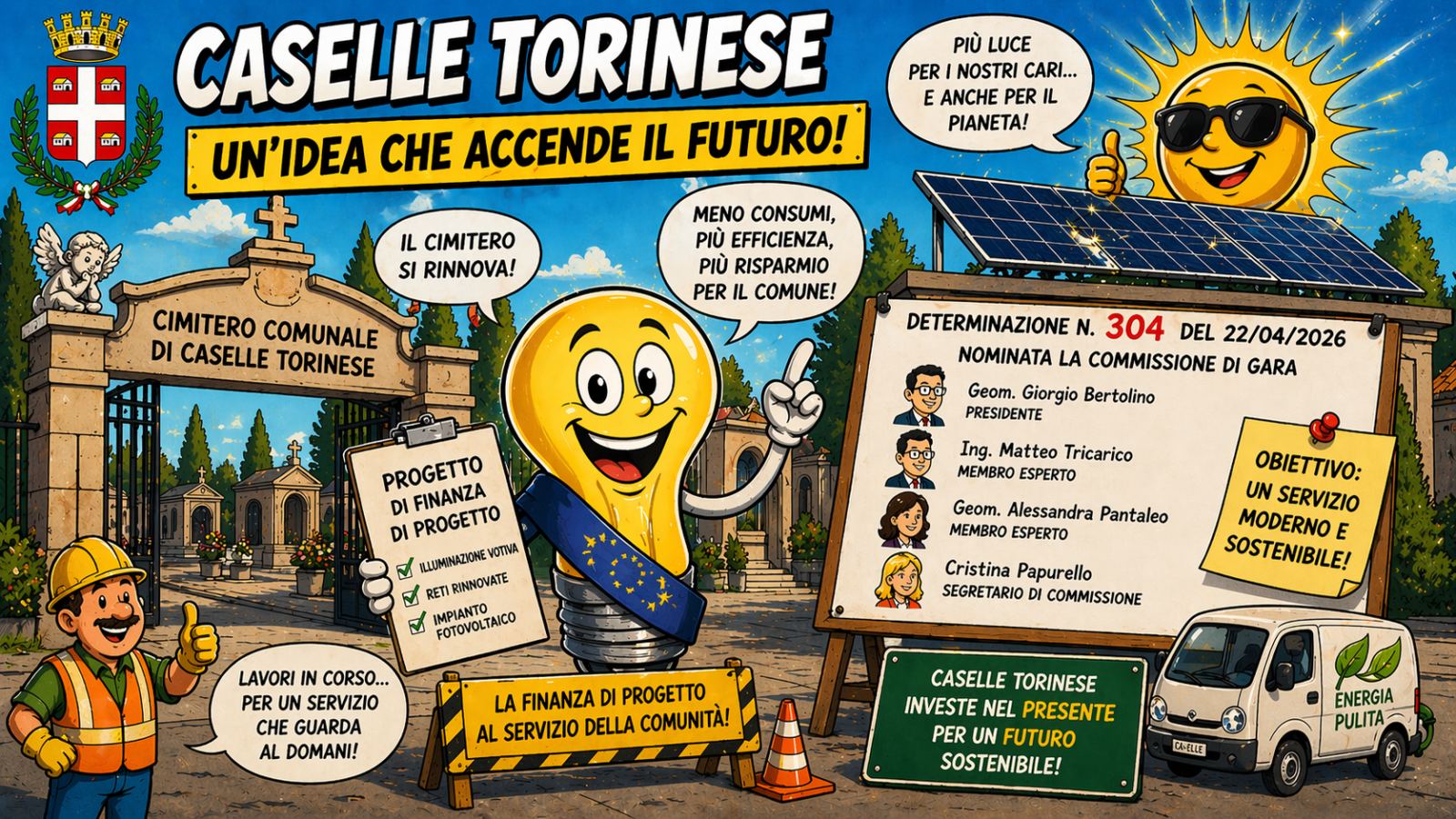 22 Aprile, Caselle accende il futuro: dal cimitero alla sostenibilità