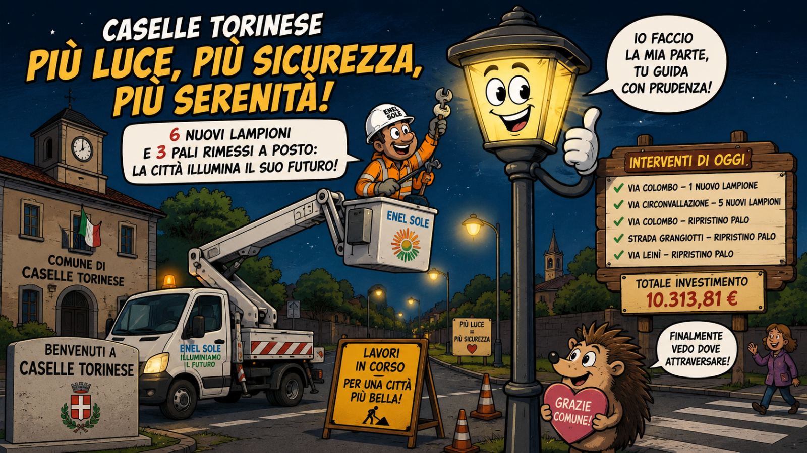 Caselle Torinese: buche, lampioni e scuole al centro degli atti del 18 giugno