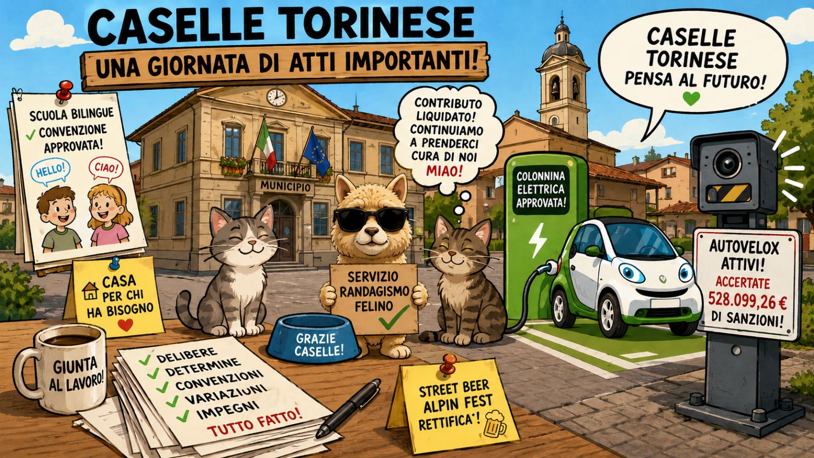 24 Giugno, Caselle tra scuola bilingue, colonnine elettriche e autovelox: il Comune accelera su più fronti