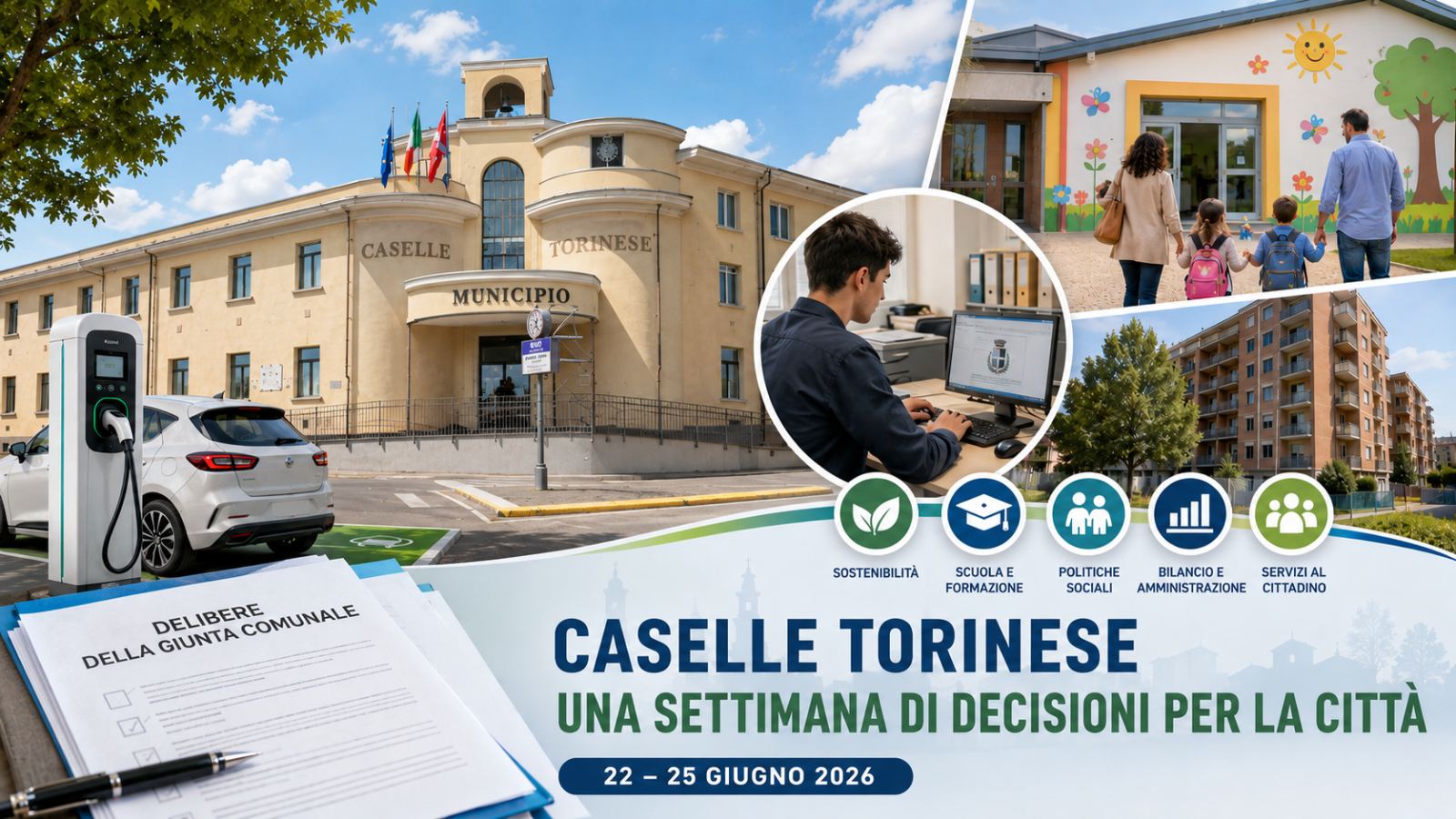 Settimana 26, Caselle guarda al futuro: scuola, mobilità e servizi al centro delle delibere