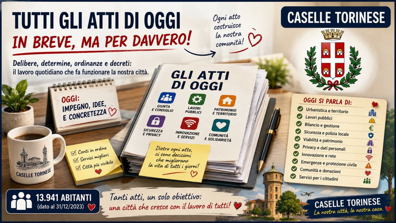 3 Luglio, Una giornata di atti a Caselle Torinese: urbanistica, fibra, privacy e un tavolo speciale